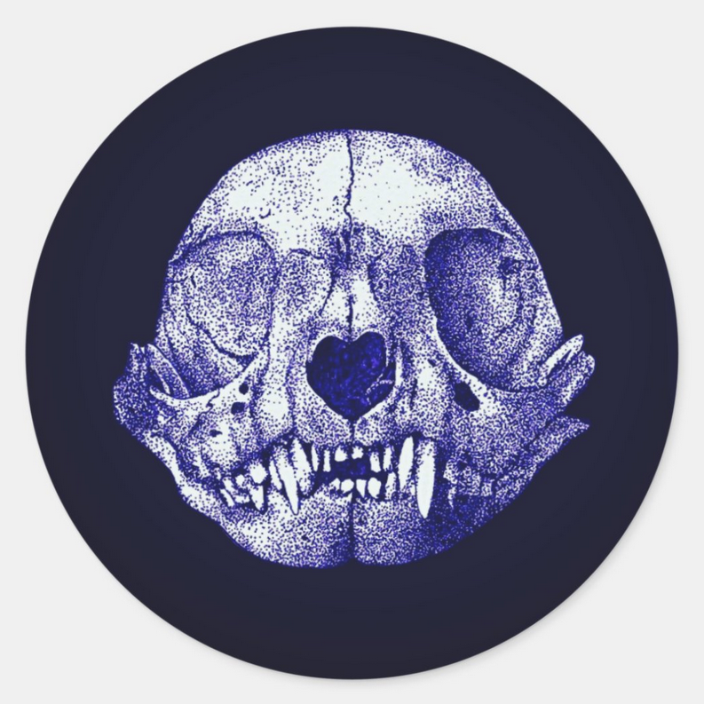 1.5 inch Purple Cat Skull Sticker