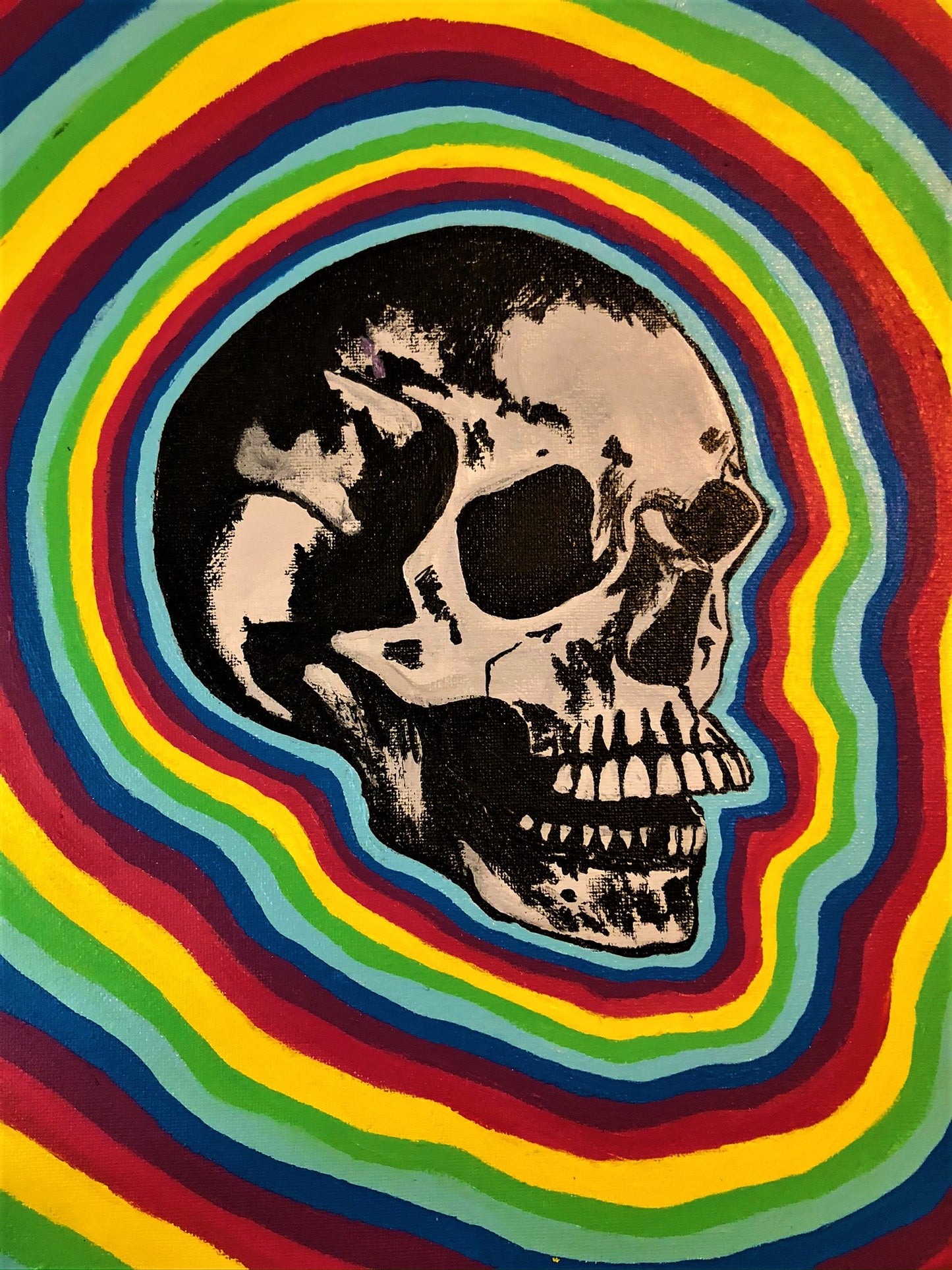 Round Rainbow Skull Sticker